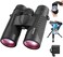 Adasion 12x42 Binoculars for Adults with New Smartphone Photograph Adapter - 18mm Large View Eyepiece - 16.5mm Super Bright BAK4 Prism FMC Lens - Binoculars for Birds Watching Hunting - Waterproof (1.