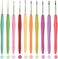 MTGHYAYA 10 Small Sizes Crochet Hooks Sett, 0.5mm - 2.75mm Ergonomic Soft Handle Thread Crochet Lace Hooks