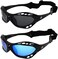 Birdz Eyewear Seahawk Polarized Sunglasses Jet Ski Goggles Sport Kite-Boarding, Surfing, Kayaking 2 Pairs Black Frames with SmokeBlue Lenses