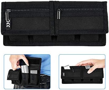 JJC (6 PocketsCamera Battery and SD Card Pouch Holder for AA Battery LP-E6 LP-E10 LP-E12 LP-E17 EN-EL14 EN-EL15 NP-FW50 NP-FZ100,Suitable for Canon 5DM4 6DM2 80D Sony A7R IV A7R III Nikon Z50 D850 D81