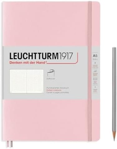 دفتر ملاحظات متوسط ​​الحجم من LEUCHTTURM1917 361567 (A5، غلاف ورقي، 123 صفحة مرقمة، لون بودرة، منقط)