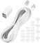 moeverEX Phone extension Cord 25 Ft, Telephone Cable with Standard RJ11 Plug and 1 in-Line Couplers and 20 Cable Clip Holders, White