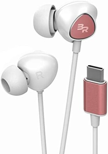 Bolle &amp; Raven BolleRaven USB-C Headphones with Mic, in-Ear Wired Earphones with Inline RemoteMicrophone for Type-C Phones Including Pixel 6/7/8 Pro, Galaxy S20/S21/Plus/S22/S23/S24 Ultra (V100 Rose Go