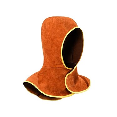 QeeLink Welding Hood with Breathable Liner, Leather Welding Cap Heat Resistant, Welding Helmet Liner with Neck Shoulder Drape, Perfect for Indoor Welding Protection