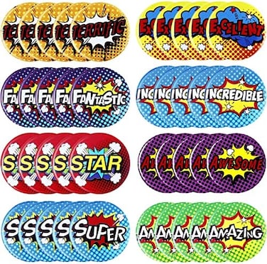 WILLBOND 96 Pieces Recognition Pins Mini Button Pins Button Badge Encouraging Recognition Buttons Positive Badges Hero Buttons for Party Supplies, 8 Styles