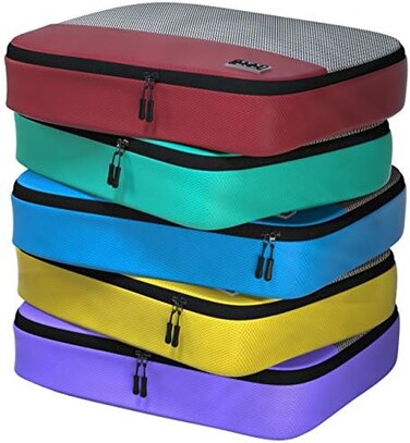 Dot&amp;Dot DotDot Large Packing Cubes for Travel - 5-piece Ultra Lightweight Luggage Accessories Organizers Set (Red/Yellow/Green/Blue/Purple