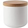 YYW Ceramic Food Storage Jar Canister with Airtight Wooden Lid, Modern Design Food Canisters Loose Tea Coffee Sugar Spice Nuts Snacks Seasonings Storage Jar Caddy (White 6.76oz/200ml