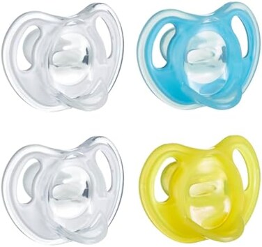 Tommee Tippee Ultra-Light Silicone Pacifier, Symmetrical One-Piece Design, BPA-Free Silicone Binkies, 6-18m, 4-Count