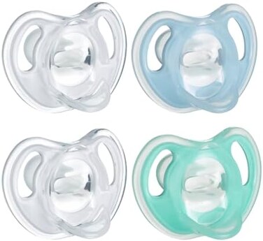Tommee Tippee Ultra-Light Silicone Pacifier, Symmetrical One-Piece Design, BPA-Free Silicone Binkies, 0-6m, 4-Count