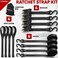 Fortem Ratchet Straps, 4X 15ft Tie Down Strap Set, 4X Soft Loops, Motorcycle Straps Tie Downs, Cargo Straps for Trucks, 1500lb Break Strength, Rubber Handles, Coated Metal Hooks, Carrying Bag (Black