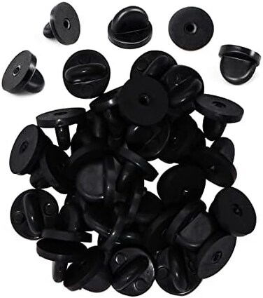 EACOZY (Black Rubber, 100PCS- Rubber Pin Backs, 100PCS Lapel Pin Backs, Pin Safety Backs for Brooch Tie Hat Badge Insignia, Black