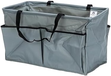 Household Essentials Grey Krush Canvas Utility Tote with PocketsReusable Grocery Shopping Bag, Large