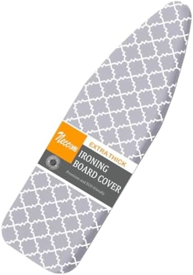 Neccom Ironing Board Cover and Pad Standard Size 15"x54", Resists Scorching and Staining with Elastic Edge Heavy Duty Extra Thick Ironing Padding Cotton Ironing Board Covers