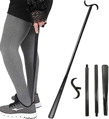 Fanwer 35.5" Long Dressing Stick, Shoe Horn Long Handle for Seniors, Sock Remover Tool, Adjustable, for Disabled, and Back Problems People