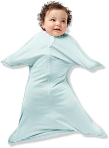 SleepingBaby Zipadee-Zip Transitional Swaddle Sack, 12-24 Month - Roomy Zipper Swaddle for Easy Diaper Changes and Proper Hip Development - Baby Swaddle Sack, Large - Classic Mint