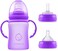 Hamarue 3-in-1 Glass Sippy Cups for ToddlersSilicone Coated Glass Baby BottlesNon-Toxic Transition Cup for Baby with Removeable HandlesBaby Straw Cup NB, 3M, 6M, 12M