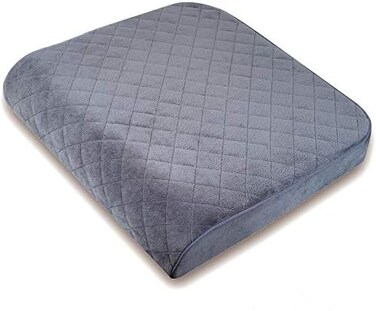 COMFORTANZA Large 19"x17"x3.25" Memory Foam Seat Cushion with Cooling Effect, Washable Cover and Non-Slip Base for Office Chairs, Wheelchairs, Recliners, Cars - Back Pain Relief - Medium-Firm - Gray