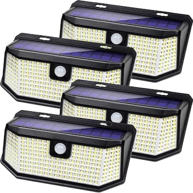 Aootek Solar Outdoor Motion Sensor Lights 2500Lm Solar Panel to 15.3 in&sup2; and 3 Modes(Security/Permanent On All Night/Smart Brightness Controlwith IP65 Waterproof with Wide Angle(4pack
