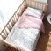Emenpy 100% Cotton Crib Bedding Set for Infant Boys Girls,3 Pcs Baby Bed Linen Include Duvet Cover,Fitted Sheet,Pillowcase,Nursery Decoration,No Filler(Pink