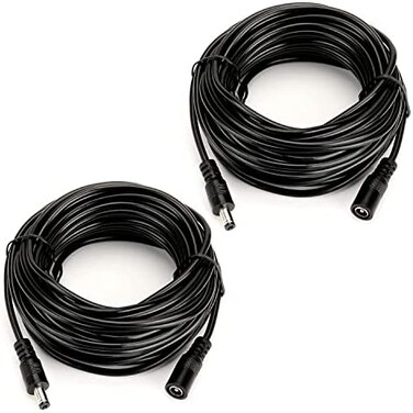 Tnuocke 2PCS 33FT(10m12V DC Extension Cable,5.5mm x 2.1mm DC Power Adapter Extension Cord Black for Printers/CCTV Security Camera/Routers H-M-028