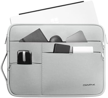 حقيبة Omnpak لأجهزة Surface Pro مقاس 11/10/9 و13 بوصة، وحقيبة حمل مقاومة للماء لأجهزة Surface Pro مقاس 8/7/7/6/5/4/3، مزودة بجيوب متعددة وحزام جانبي.