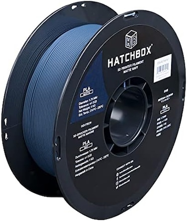 خيوط طابعة ثلاثية الأبعاد من نوع PLA غير لامعة من HATCHBOX، دقة أبعاد ± 0.03 مم، بكرة 1 كجم، 1.75 مم، أزرق داكن