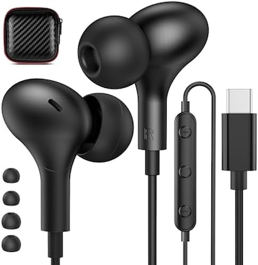 APETOO USB C Headphones for Samsung Galaxy S24 Ultra S23 FE S22 S21 A55 A35 Note20 10Flip Fold,Magnetic Wired Earbuds Noise Isolation in-Ear Type C Earphones with Microphone for iPhone 16e/15 Plus Pix