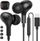 APETOO USB C Headphones for Samsung Galaxy S24 Ultra S23 FE S22 S21 A55 A35 Note20 10Flip Fold,Magnetic Wired Earbuds Noise Isolation in-Ear Type C Earphones with Microphone for iPhone 16e/15 Plus Pix