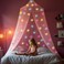 UB-STORE Pink Girls Canopy Bed with Pre-Glued Glow in Dark Unicorns Princess Mosquito Net Bedroom Decor