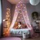 UB-STORE Pink Girls Canopy Bed with Pre-Glued Glow in Dark Unicorns Princess Mosquito Net Bedroom Decor