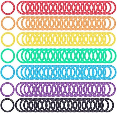 WJASI Plastic Binder Rings,1 Inch Flexible Loose Leaf Book Rings,Colorful DIY Keychain Rings,Ring Clips for Index Card Scrapbooks Words Card and Documents (140 Packs