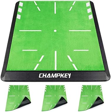 CHAMPKEY 13" x 17" Replaceable Golf Impact Mat 2.0 EditionCome with 3 Replaceable Impact Velvet and 6 Accuracy Practice Balls Golf MatsImproves Swing Plane Accuracy Golf Hitting Mats