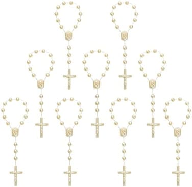 XINHUIDALSQ 50 Baptism Acrylic Mini Rosary - First Holy Communion Party Gift - Suitable for Recuerditos De Bautismo Christening Favors Decenarios Finger Rosary