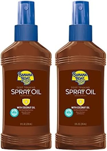 Banana Boat Deep Tanning Oil Spray SPF 4Dark Tanning Oil with SPF 4 Sunscreen, Water Resistant, 8oz each Twin Pack