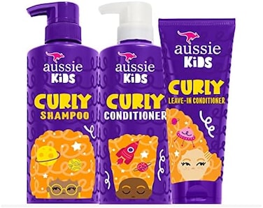 Aussie Kids Shampoo, Conditioner, and Leave-in Conditioner Bundle for Curly Hair, Sulfate and Paraben Free