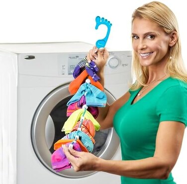 SockDock Sock Organizer for Washing, Drying,Storing Paired SocksAdultBaby Sock Hanger Also Holds Gloves, Scarves,UnderwearSpace-Saving Laundry Sock Holder2-Pack (Blue