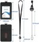 Will Well Genuine Leather ID Badge Holder with Retractable Reel Lanyard, Vertical ID Card Holder with 1 Clear ID Window1 Card Slot and 35 inch Detachable Neck Lanyard, Black
