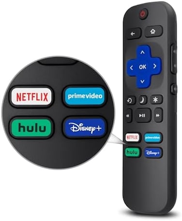 جهاز تحكم عن بعد عالمي من LOUTOC لأجهزة Roku TV، بديل لأجهزة TCL/Hisense/Sharp Roku TV، مزود بأزرار Netflix وDisney وHulu وPrime Video