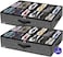 Onlyeasy Sturdy Under Bed Shoe Storage Organizer, Set of 2, Fits Total 24 Pairs, Underbed Shoes Closet Storage Solution with Clear Window, Breathable, 29.3"x23.6"x5.9", Linen-like Black, MXAUBSB2P