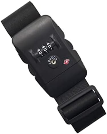AssemHome Heavy Duty Luggage Straps TSA Approved with Combination Lock Adjustable Travel Belt for Suitcases (Black