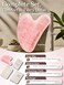 Rena Chris Gua Sha Facial Tools, Natural Jade Stone Guasha, Manual Massage Sticks for Jawline Sculpting and Puffiness Reducing, Facial Massage Tool, Skin-Care (Pink