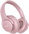 KVIDIO Bluetooth Headphones Over Ear, 65 Hours Playtime Wireless Gym Headphones with Microphone, Foldable Lightweight Pink Headset with Bass and Stereo Sound