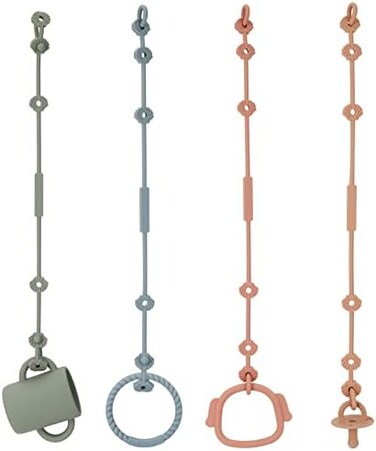 Socub Toy Safety Straps, Silicone Adjustable Baby Pacifier Teether Straps, 4pcs Toddler Toy Bottle Harness Straps for Strollers, High Chair, Cribs, Bags, BPA Free, Multi Colors