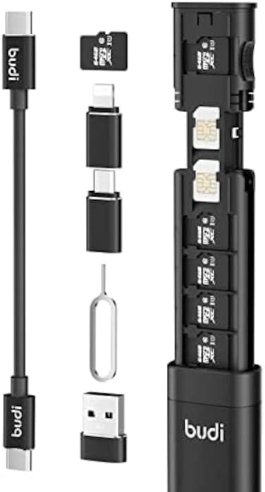 BUDI Multifunctional 9 in 1 Data Cable with USB Type-C Card Reader Micro SD Memory high-Speed Adapter Suitable for Mobile Phone Cameras and Computers