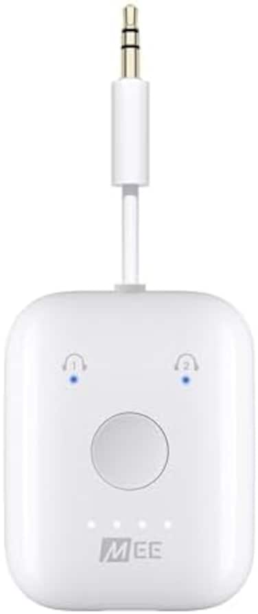 MEE audio Connect Air in-Flight Bluetooth Wireless Audio Transmitter Adapter for up to 2 AirPods/Other Headphones; Works with All 3.5mm Aux Jacks on Airplanes, Gym Equipment, TVs,Gaming Consoles