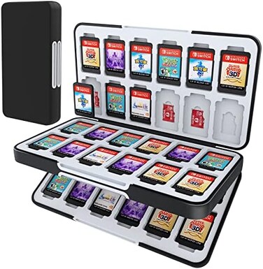 HEIYING Game Card Case for Nintendo SwitchSwitch OLED,Portable Switch Lite Game Card Storage with 48 Game Card Slots and 24 Micro SD Card Slots. (Black