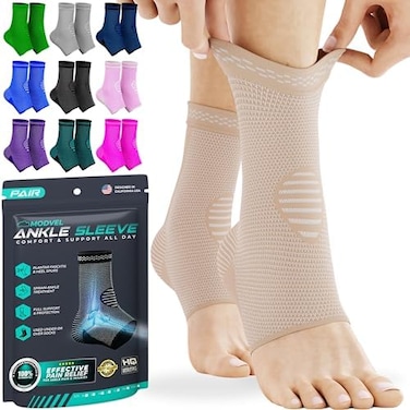 Modvel FootAnkle Brace Socks for Sprained Ankle Compression Sleeve - Ankle Support for WomenMen - TendonitisArthritis Ankle Brace Sports Running, Torn LigamentsWomen Stabilizing Ankle Wrap