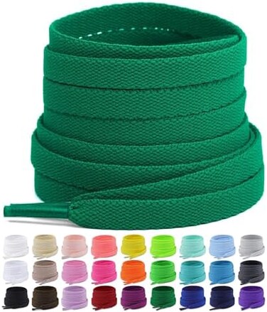 Puzeam Upgrade Tight Weave Flat Shoelaces 28 Colors 5/16" Wide Shoe Laces for Sneakers - 2Pairs