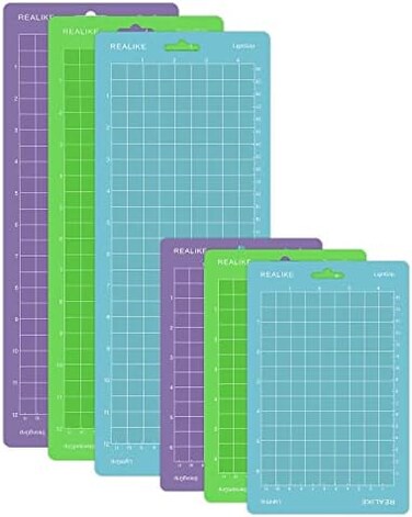حصيرة تقطيع REALIKE لجهاز Cricut Joy مقاس 4.5 بوصة × 12 بوصة و4.5 بوصة × 6.5 بوصة (6 حصائر StandardGrip وLightGrip وStrongGrip، مجموعة متنوعة من حصائر التقطيع اللاصقة لملحقات Cricut Joy)