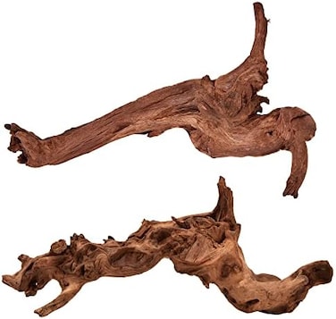 majoywoo Natural Large Driftwood for Aquarium Decor Reptile Decor, Fewer Branches 12.5-18" 2Pcs